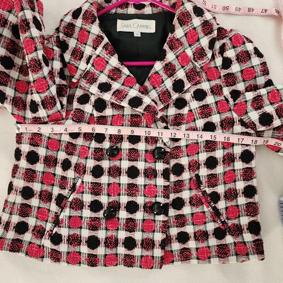 Sara Campbell Polka Dot Textured Swing Jacket Button Front Size 6 - Picture 4 of 6
